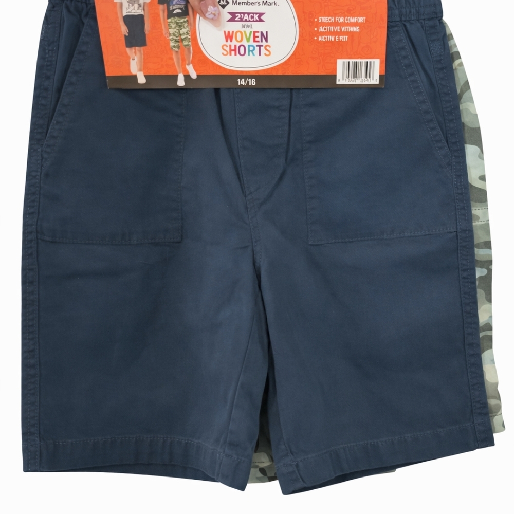 Members Mark Navy & Camouflage Boys Shorts 6 Pairs !!